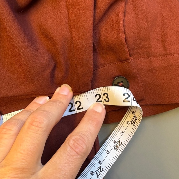 Frank & Oak Burnt Sienna Button-Down Collared Tie-waist Knee-length Dress Large - Picture 9 of 10